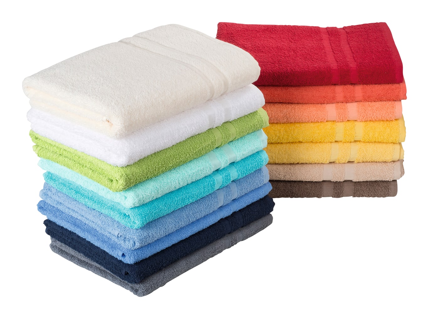 Flauschiges, saugfähiges Handtuchtuch im 2-Streifen-Design aus 100 % Baumwolle – in vielen Farben, Teil der Walkfrottier-Serie. Bild 1