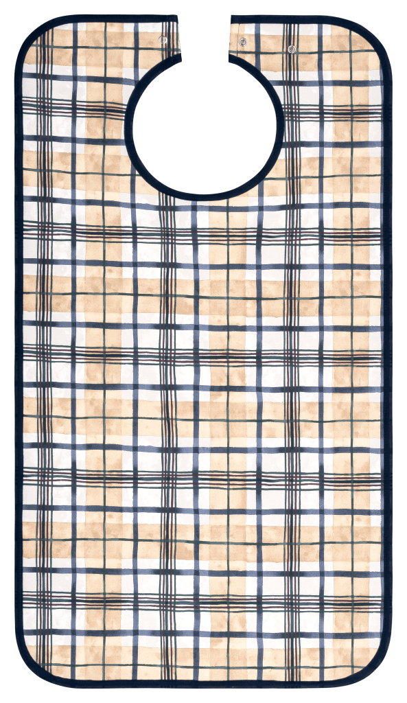 Kleiderschutz Corinna laminiert mit PU-Folie, saugfähig, atmungsaktiv, geraut, Rundumeinfassband und Druckknopfverschluss. Waschbar bis 95°C. Bild 1