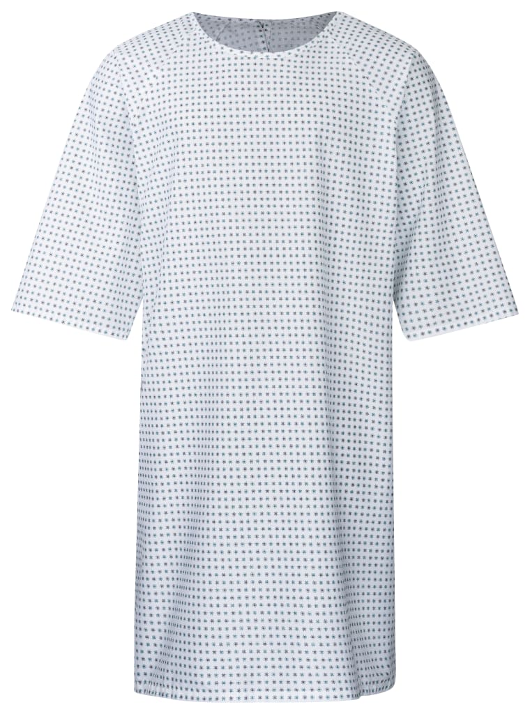 Patientenhemd mit überlappendem Rücken, Bandverschluss, Rundhals & 3/4-Ärmeln. Komfortabel & sicher – ideal für medizinische Einrichtungen. Bild 1