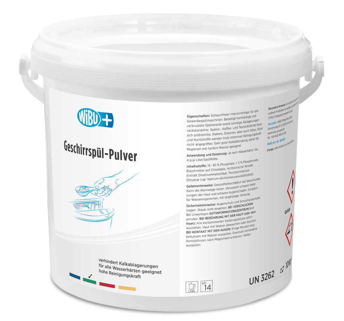 Geschirrspülmaschinenreiniger für hartnäckige Verschmutzungen. Verhindert Kalkablagerungen in allen Wasserhärten. Bild 1