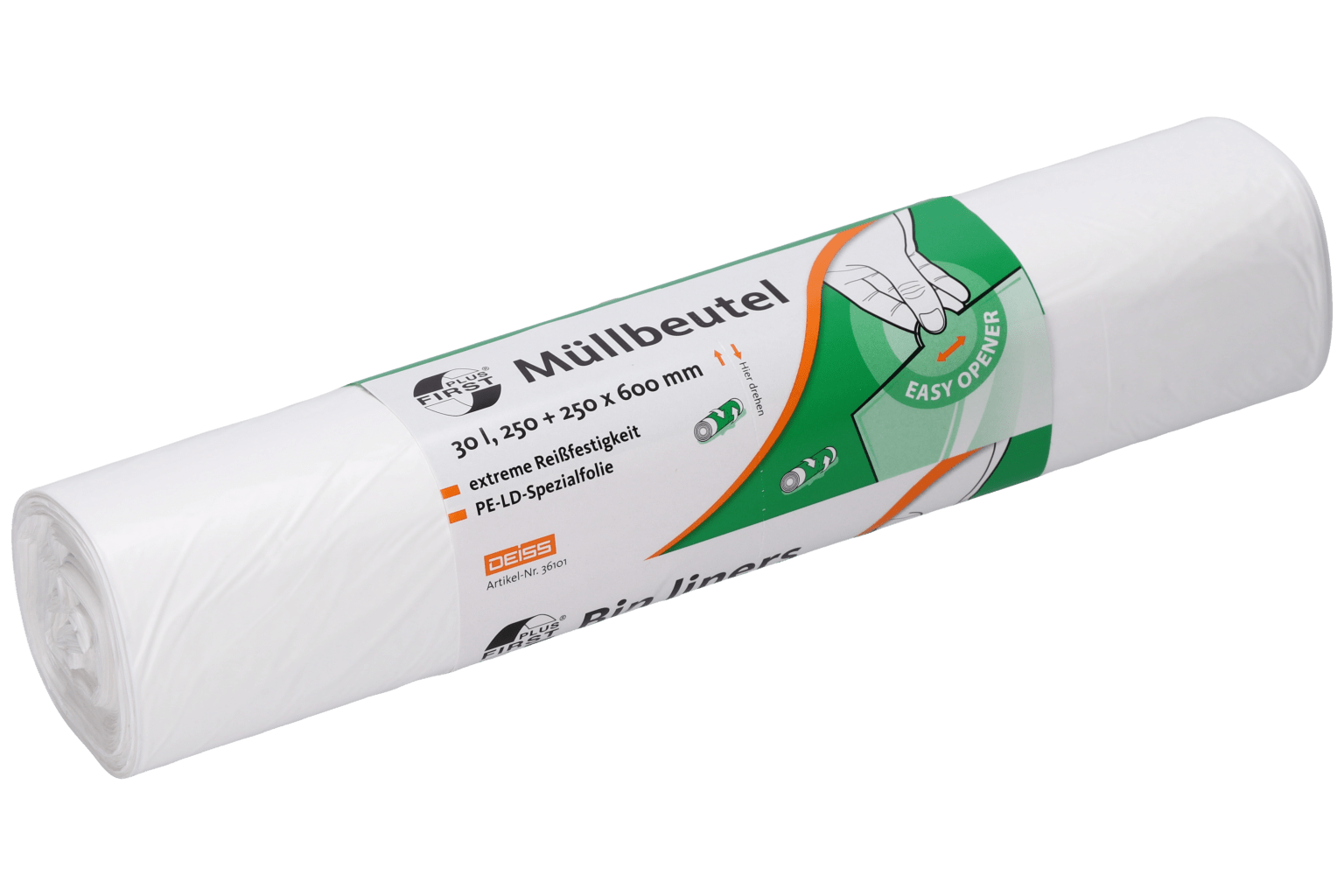 Müllbeutel 30 L standard weiß mit Seitenfalte Bild 1