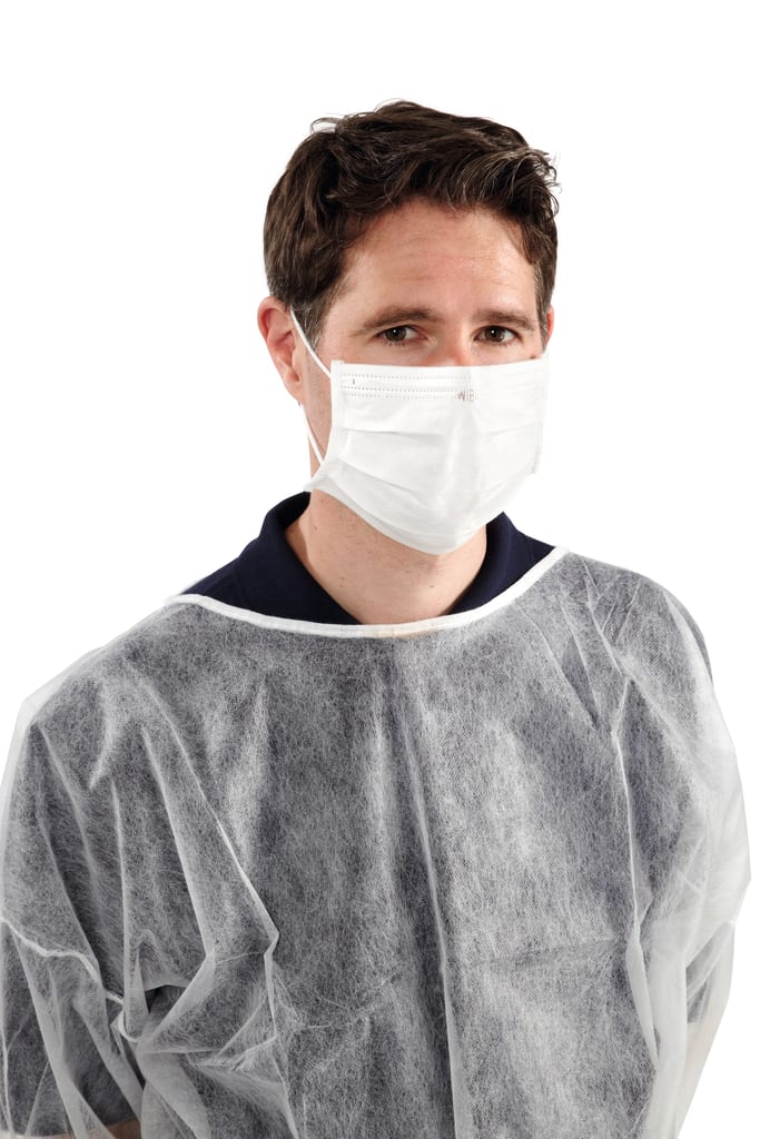 Einmal Maske mit Glasfaserfreiem Filter, mind. 98% Bakterienfilterleistung, flexiblem Nasenbügel, latexfrei.
␍ Bild 1