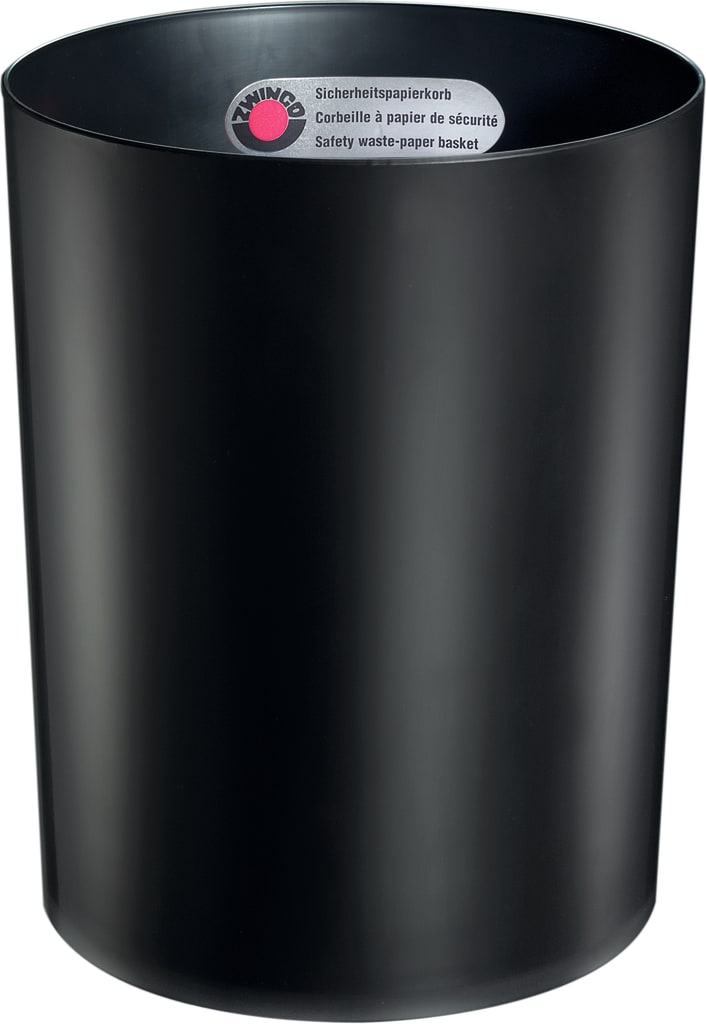 Sicherheitspapierkorb Kunststoff, schwarz Bild 1