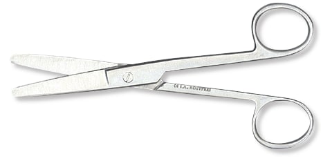 Chirurgische Schere aus hochwertigem Stahl in Standardqualität, gerade, Enden stumpf/stumpf, Länge 14,5 cm. Bild 1