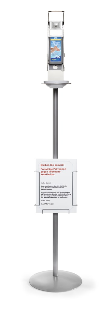 WiBUplus mobiler Desinfektionsmittelspender mit WiBUplus Aluminium-Spender Bild 1