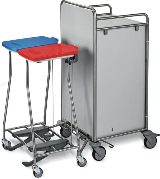 Hammerlit Etagenwagen mit koppelbarem Wäschesammler mit Tretmechanismus und Abfallsammler clappy (Sonderfarbe) Bild 1