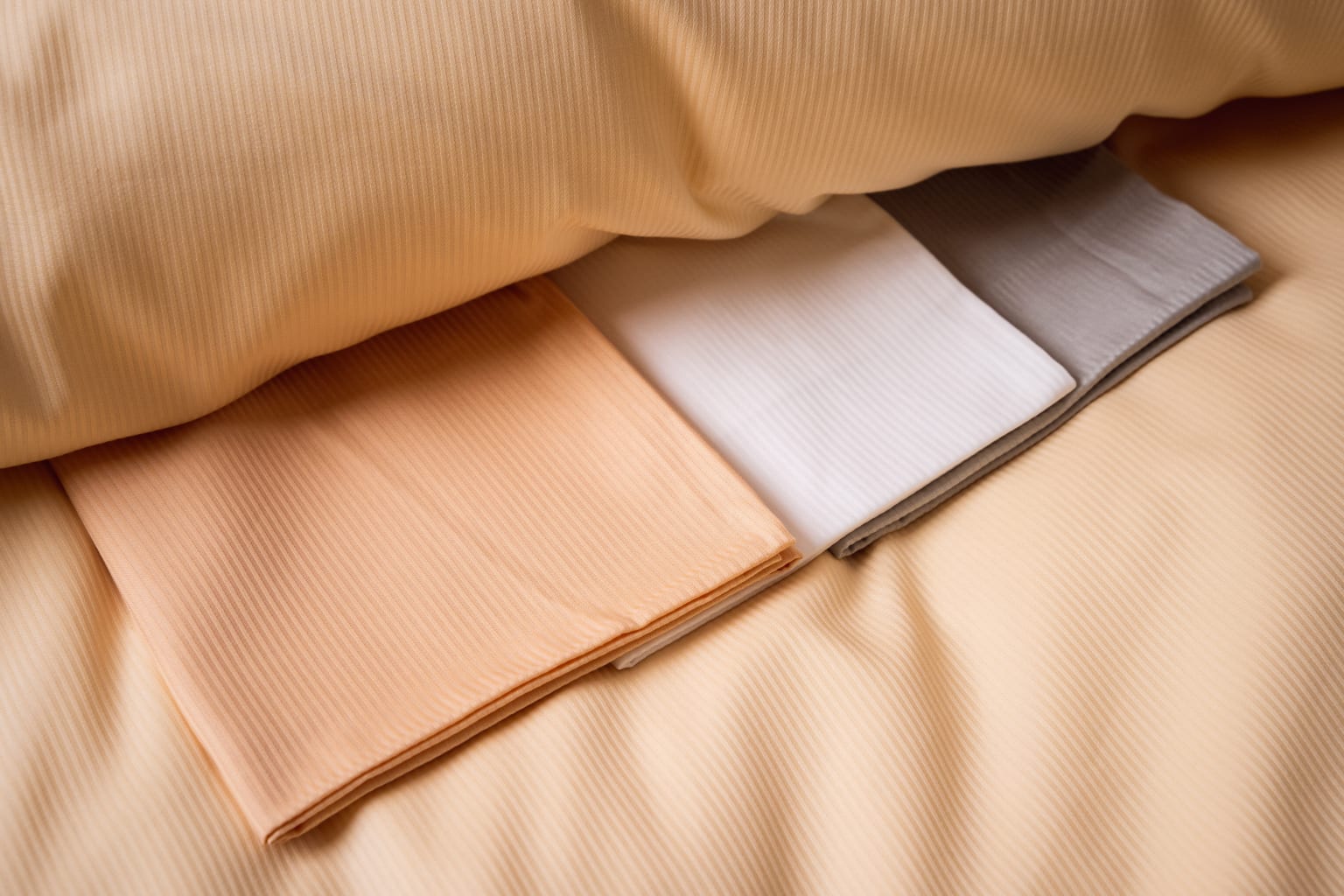 ​Reißfester und gekämmter Bettbezug mit seidigem Glanz und 2mm breiten Streifen. Das Kopfkissen kann gesondert bestellt werden. Bild 4