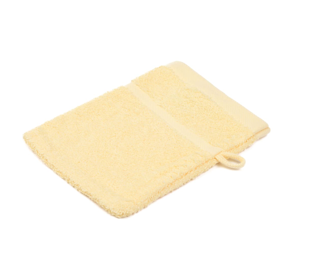 Waschhandschuh aus Walkfrottier mit eleganter 1-Streifen-Webbordüre. Verpackungseinheit 12 St. Bild 1