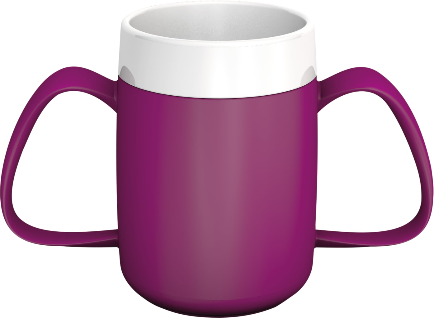 Trinkbecher mit 2 Henkeln mit Trink-Trick brombeer Bild 1