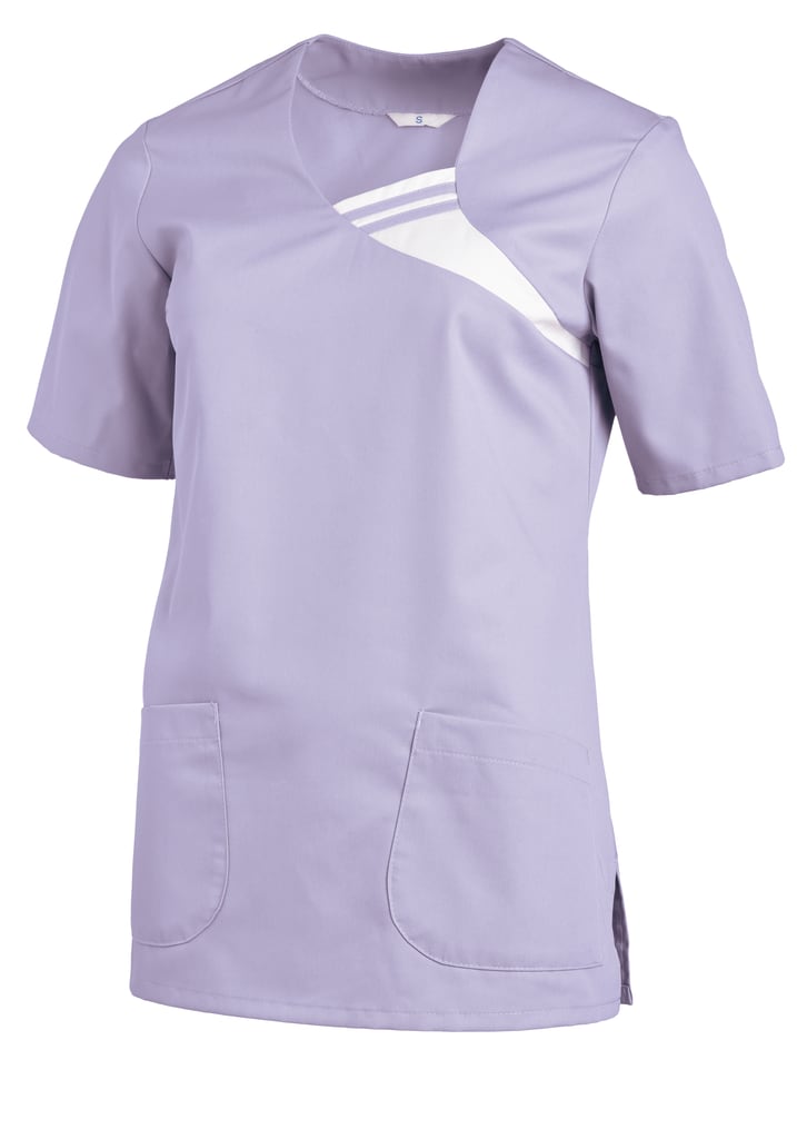 Damen Schlupfkasack, 400846, Bild 1 Schlupfkasack mit farbigem Ausschnitt, 2 Taschen & Seitenschlitzen. Modern, bequem & ideal für den professionellen Pflegealltag. Bild 1