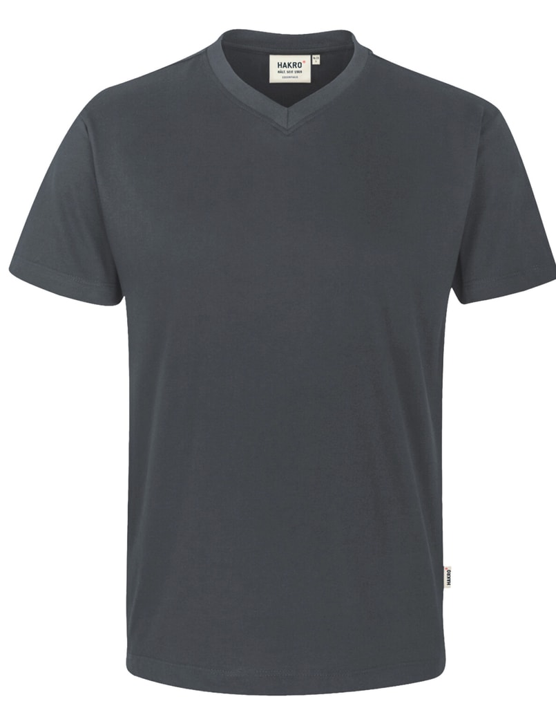 Stilvolles Kurzarm T-Shirt für Herren mit V-Ausschnitt, schmalem Halsbündchen und Nackenband. Aus 100% Baumwolle (160g/qm). Bild 1