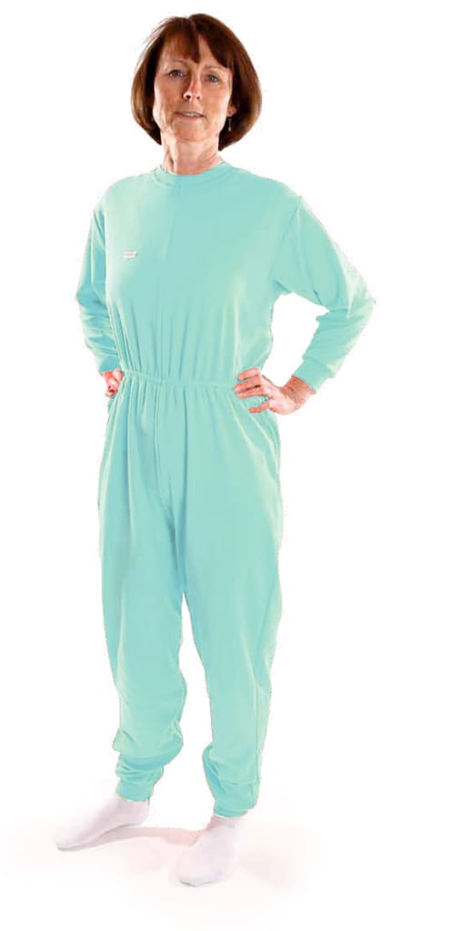 Cilly's Overall Jersey (Unisex)  für pflegebedürftige Menschen mit langen Armen und Beinen und eingearbeiteten Reißverschlüssen im Rücken und im Schritt. Bild 1