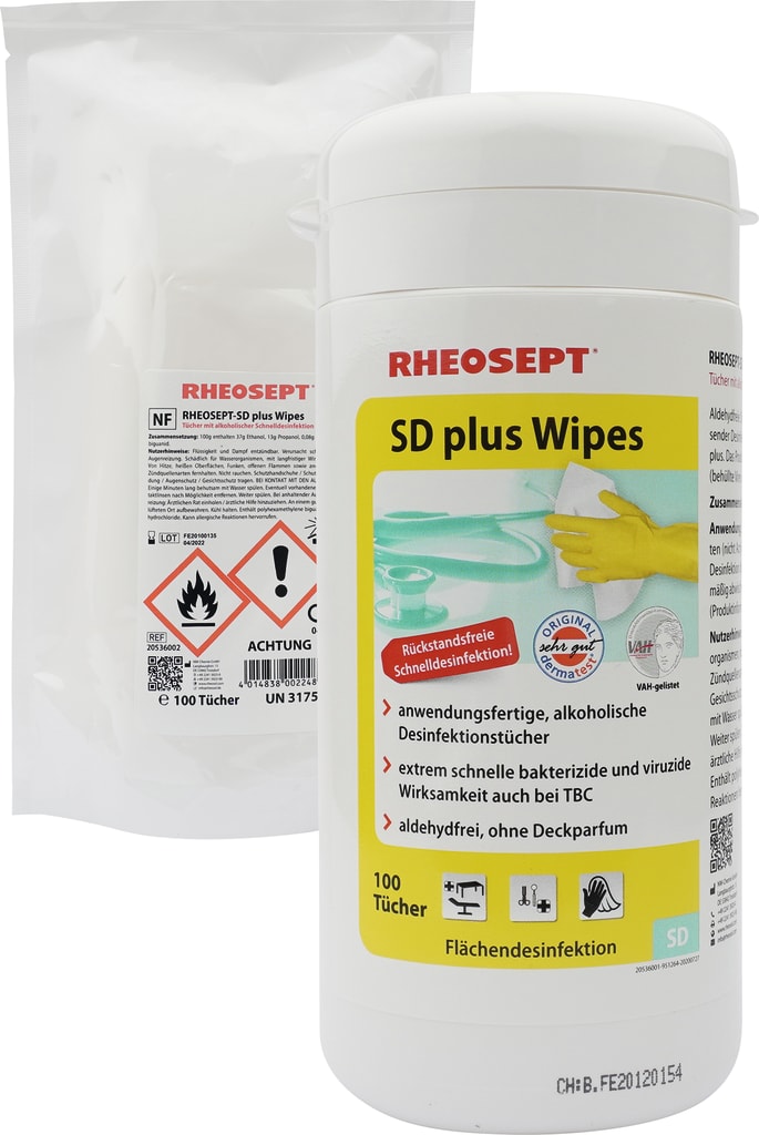 Rheosept SD Plus Tücher in Spenderbox Bild 1