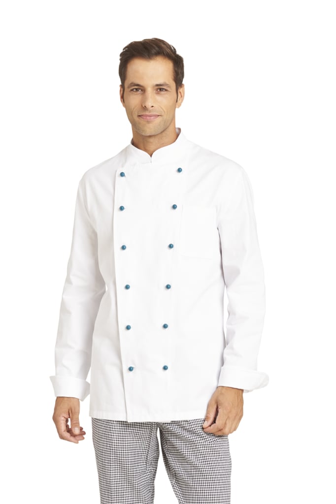 Kochjacke aus Baumwolle mit 6-Loch-Knopfleiste & Brusttasche – funktional & stilvoll, Kugelknöpfe separat erhältlich. Bild 1