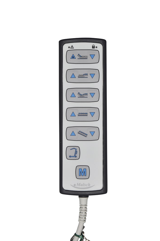 Der Handschalter für Pflegebett Malsch Impulse 400 hat 12 Tasten und eine Sperrfunktion.
␍ Bild 1