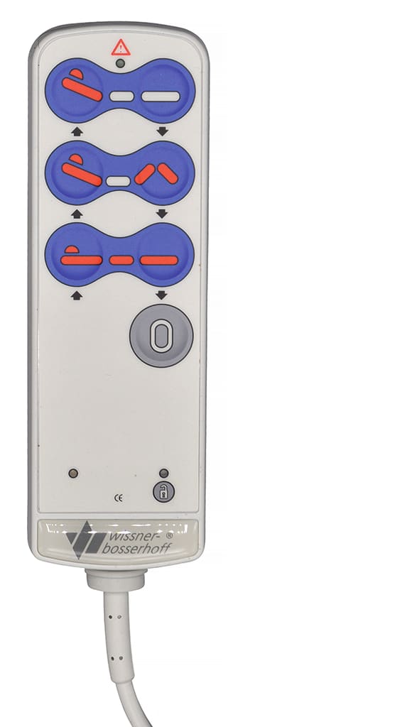 Der Handschalter für Pflegebett Wissner-Bosserhoff hat 7 Tasten und ist geeignet für die Modelle Vitalia V4040, Movita, Dewert - Iproxx und AC07.
␍ Bild 1