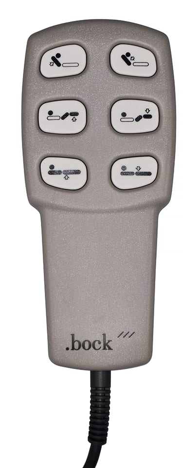 Der Handschalter für Pflegebett Hermann Bock kann für die Modelle Belluno, Eloflex und Verona verwendet werden und hat 6 Tasten. Bild 1