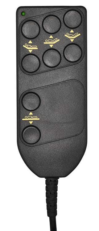 Der Handschalter für Pflegebett Mauser ist kompatibel mit dem Modell VSA-641 und hat 8 Tasten. Bild 1