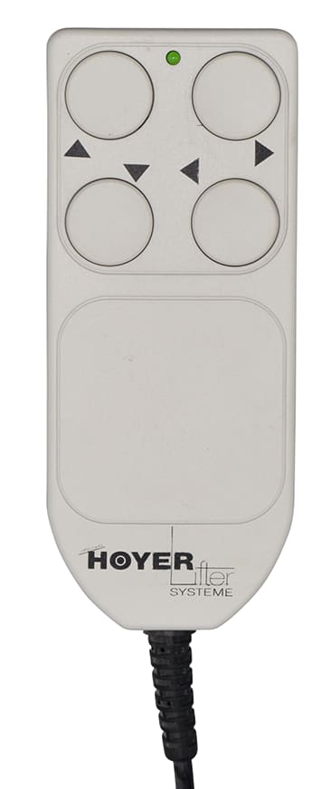 Der Handschalter für Aufstehhilfe/Lifter hat 4 Tasten und ist inklusive Haken.
␍ Bild 1