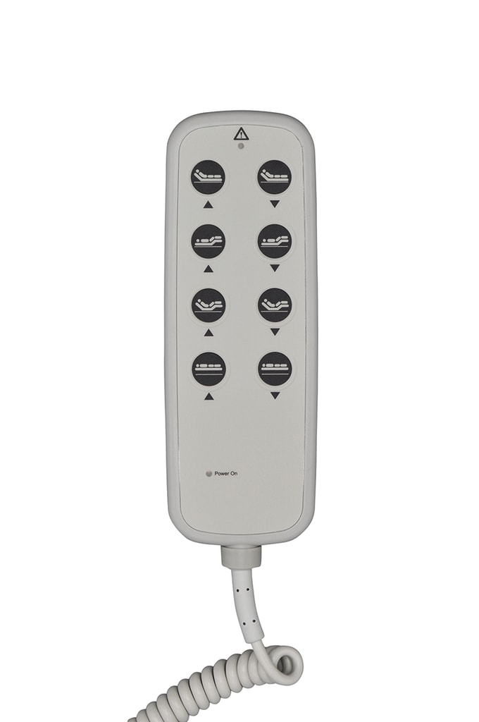 Der Handschalter für Pflegebett Casa Care  hat einen runden und 7-poligen Anschluss und ist geeignet für die Modelle Med II und Comfort II. Bild 1