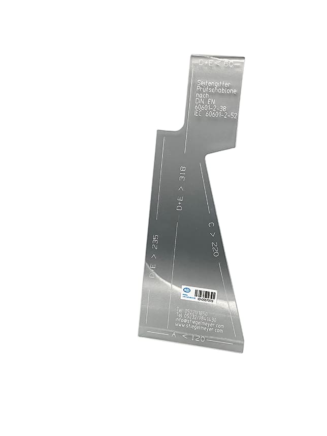 Seitengitterkontrollschablone für Pflegebetten Bild 1