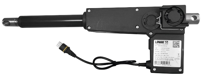 Der Motor für Klinikbett Stiegelmeyer Seta ist ein Rückenlehnenmotor und verwendet einen rechteckigen, 6-poligen Anschluss. Bild 1