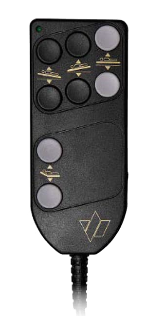 Der Handschalter für Pflegebett Wissner-Bosserhoff hat 4 Tasten und passt zu den Modellen PBS 235EE und 335 EE. Bild 1