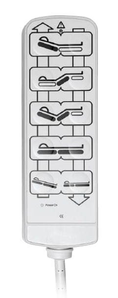 Der Handschalter für Pflegebett Stiegelmeyer ist nutzbar für das Modell Milena und hat ​10 Tasten. 
␍ Bild 1