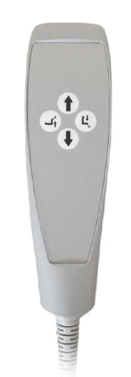 Der schwarzer BFL-Anschluss von dem Handschalter für Lifter Horcher Lexa ist 9-polig. Der Handschalter hat 4 Tasten. Bild 1