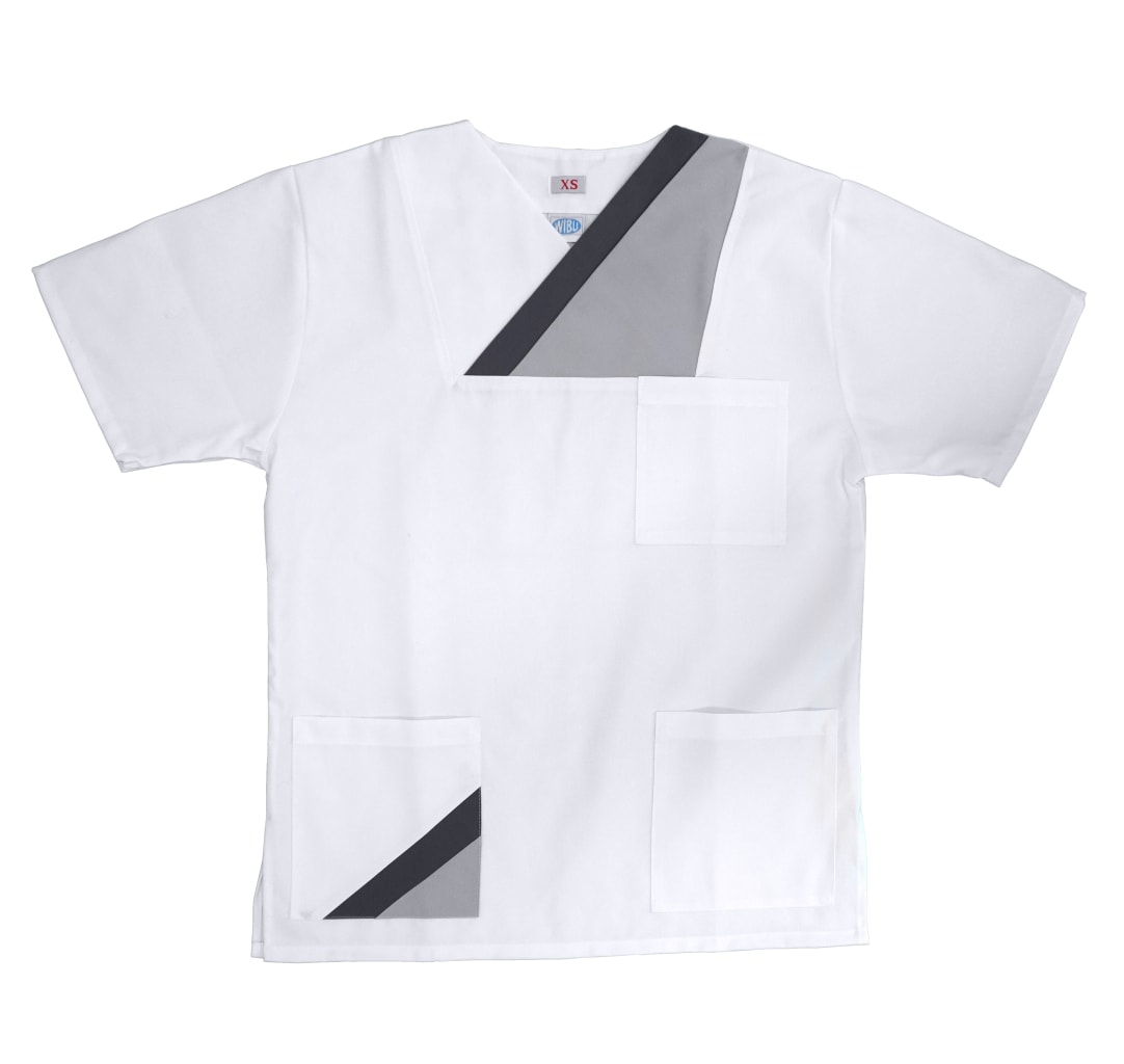 Kasack mit V-Ausschnitt, 3 Taschen & zweifarbigem Besatz. Funktional & stilvoll – ideal für Pflege & Berufsalltag mit professionellem Auftritt. Bild 1