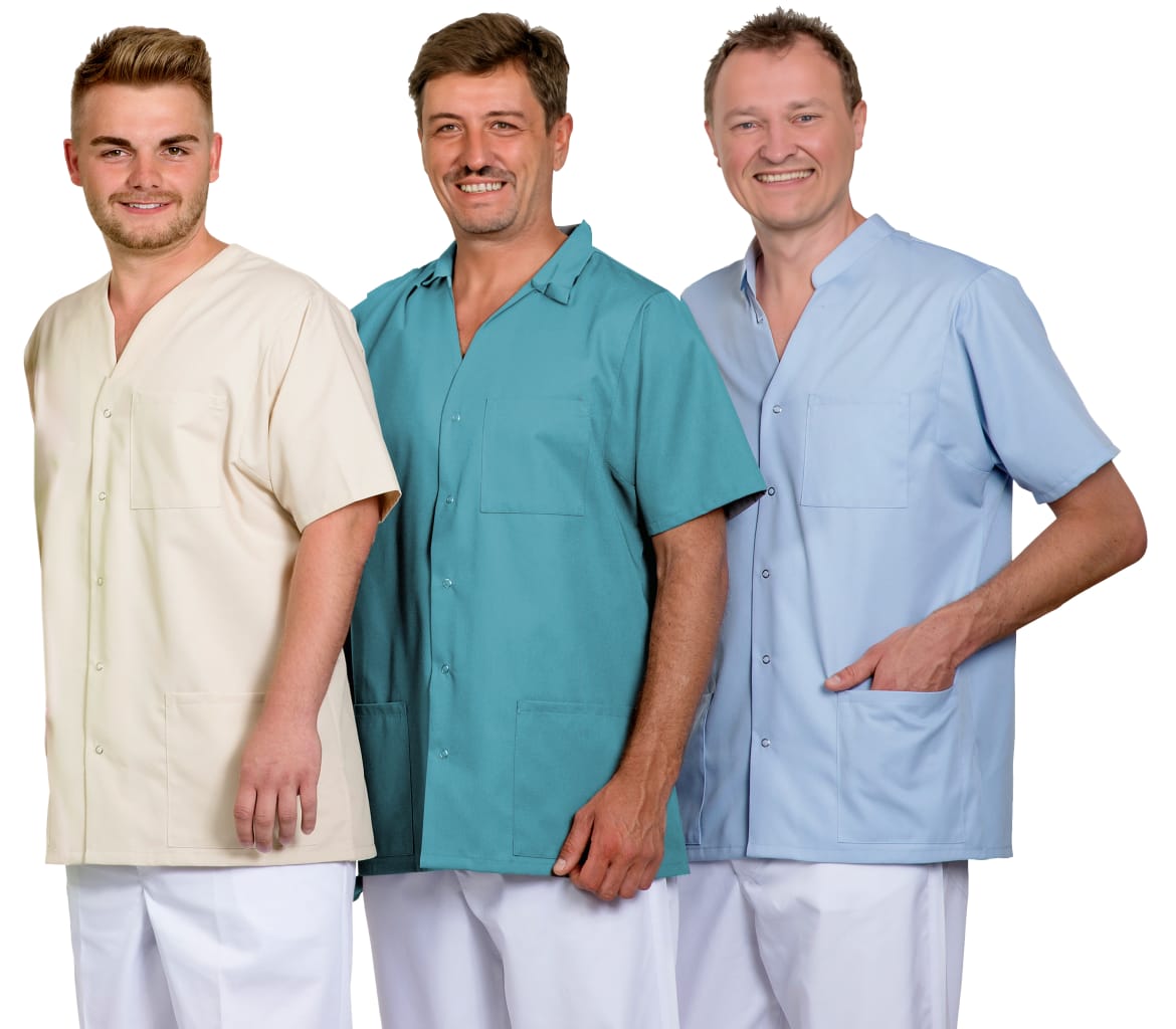 Kasack Ahrensburg mit Knopfleiste, V-Ausschnitt, 3 Taschen & Seitenschlitzen. Bequem, funktional & ideal für den Pflegealltag. Bild 1