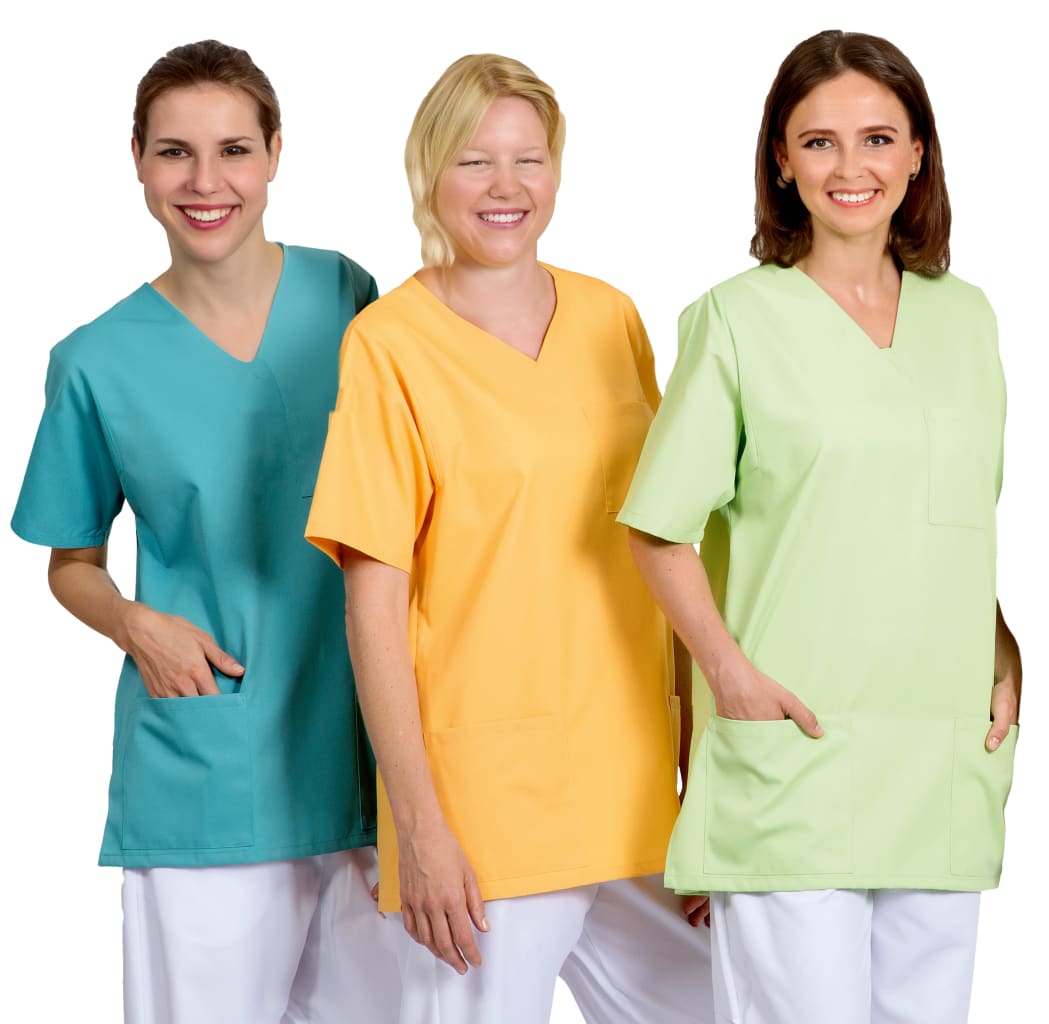 Praktischer Kasack mit Brust- und Seitentaschen, Halbärmeln und Seitenschlitzen – für Komfort, Bewegungsfreiheit und Funktionalität im Berufsalltag. Bild 1