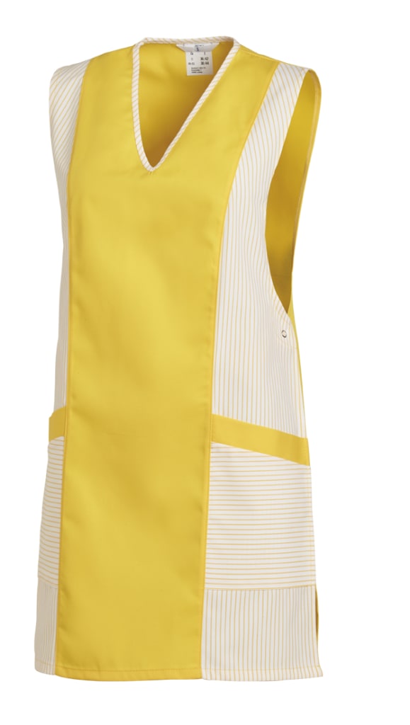 Praktische Überwurfschürze mit zwei Seitentaschen und seitlichem Druckknopfverschluss – bequem, funktional und ideal für den professionellen Alltag. Bild 1