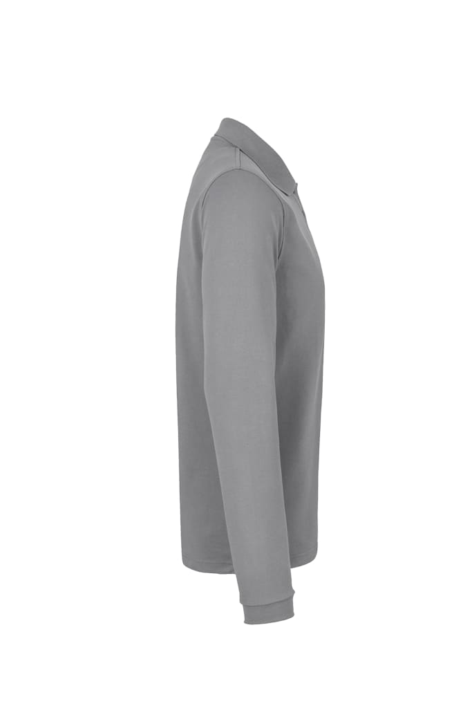 Stilvolles Langarm-Poloshirt mit 3-Knopfleiste, Rippstick-Ärmeln, Nackenband und Leasingkoller – sportlich, bequem und professionell. Bild 4