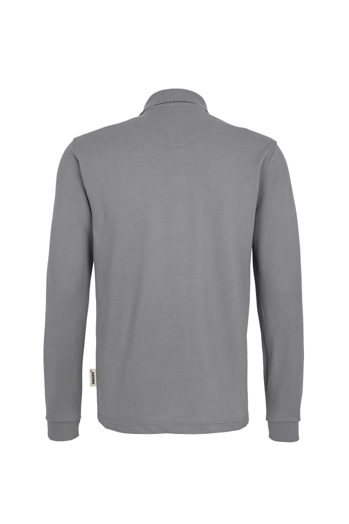 Stilvolles Langarm-Poloshirt mit 3-Knopfleiste, Rippstick-Ärmeln, Nackenband und Leasingkoller – sportlich, bequem und professionell. Bild 3
