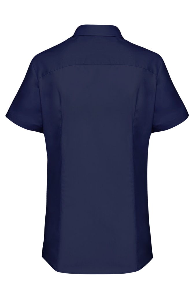Elegante Stretch-Bluse mit kurzem Arm, Kentkragen und taillierter Passform – stilvoller Komfort für den Berufsalltag. Bild 2