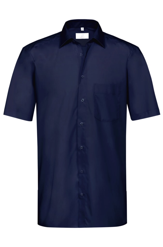 Kurzärmeliges Herrenhemd mit New-Kent-Kragen, Regular Fit und Brusttasche – ideal für den Berufsalltag. Bequem, funktional und stilvoll zugleich. Bild 1