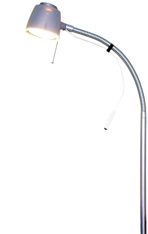 Die WiBU LED-Bettleuchte in Titanfarben hat einen 180 ° Schwenkbereich und einen beleuchteten Endschalter.
␍ Bild 1