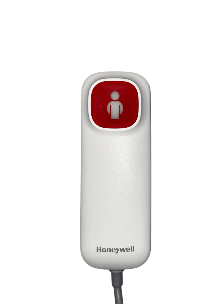 Der Brintaster Ackermann/Honeywell hat ein Findelicht. Der Anschluss ist selbstlösend und A-kodiert. Eingesetzt werden kann er in Ruhestromanlagen.
␍
␍ Bild 1