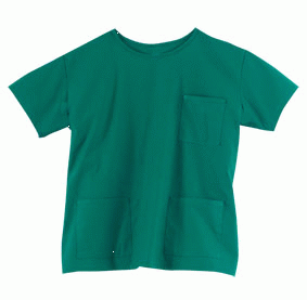 WiBUplus Schlupfkasack Bremen mit kurzen Armen und einem rundem Halsausschnitt. Die 3 Taschen ermöglichen eine optimale Aufbewahrung der Pflegeutensilien. Bild 1