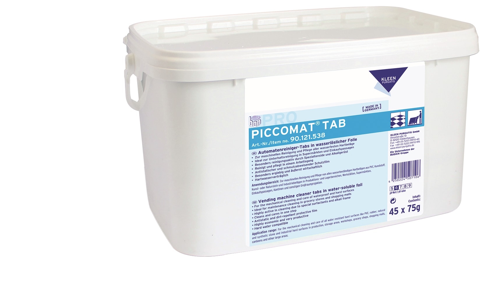 Kleen Purgatis Piccomat Tab, 45 x 75 g Eimer Bild 1