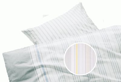 Der strapazierfähige Streifen-Bettbezug mit Hotelverschluss, für schnelles wechseln, und Bogenabnähern eignet sich ideal für Pflegeheime und Krankenhäuser. Bild 1