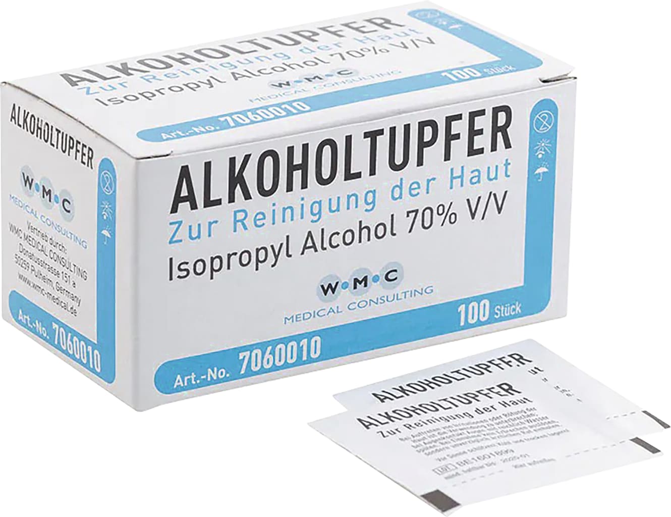 Alkoholtupfer 6 x 3 cm, 100 Stück für Pflegeheime & Kliniken ✓ 6 x 3 cm ► Direkt hier günstig im WiBU-Shop online kaufen! Bild 1