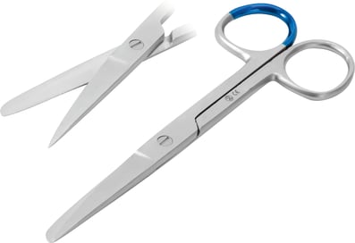 Steril verpackte Einmal-Schere aus Metall.