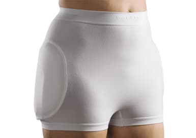 Angenehm zu tragende, diskrete Unisex-Baumwollhose mit fest eingenähten Protektoren.