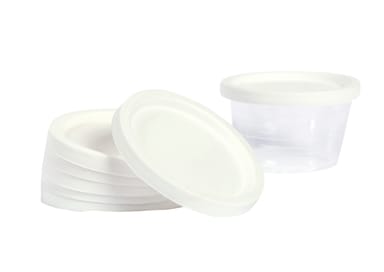 Zubehörteile für Elektrischer Tablettenmörser Severo 3,1, 807380 Stabilitätsplatte, 804040 Becher, 105 Stück, 805553 Deckel für Becher, 2000 Stück, 805551 Folie (Rondellen) für Becher, 2100 Stück