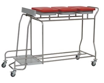 Kombination aus einem Edelstahl-Abfallsammler und einem Wäschesammler. Hinweis: Deckel nicht im Lieferumfang enthalten.