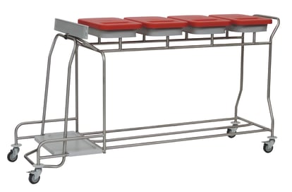 Kombination aus einem Edelstahl-Abfallsammler und einem Wäschesammler. Hinweis: Deckel nicht im Lieferumfang enthalten.