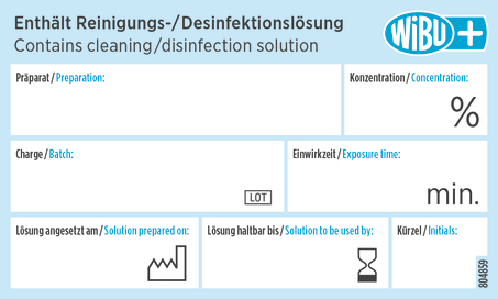 Aufkleber zur Beschriftung angesetzter Konzentrate.