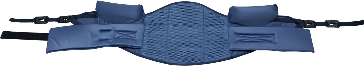 Der Aufrichtgurt für die Aufrichthilfe Nora Alu besteht aus Nylonmaterial. Er ist mit einer Anti-Rutschbeschichtung im Armpolster und Rückenteil ausgestattet und bietet dadurch einen sicheren Halt. Die doppelten Sicherheitsgurte für den Brustbereich ermöglichen ein sicheres Aufrichten.